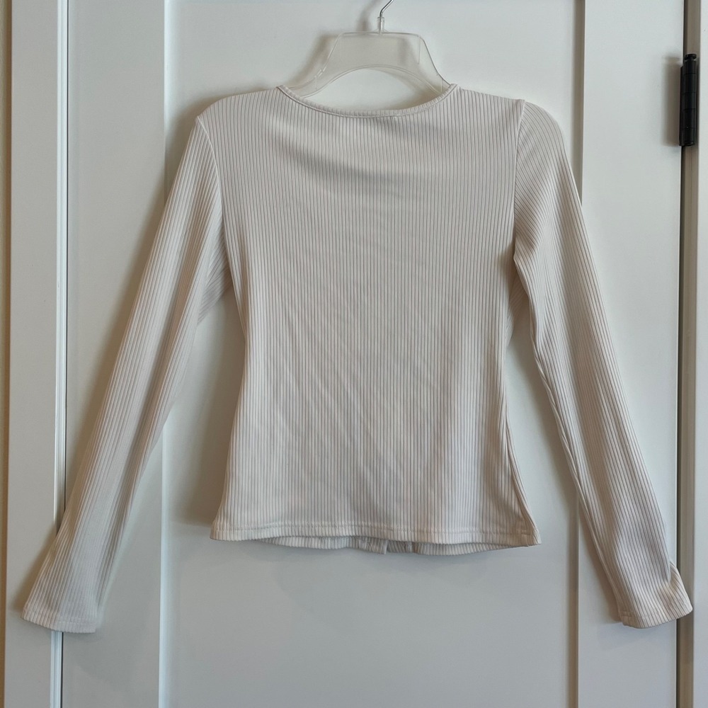Womens Shirt Top Sweater LS Cropped Snap front Button Up S Cottage Cowgirl Boho - Picture 3 of 9